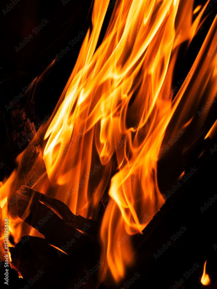 Fototapeta premium a campfire burning at night