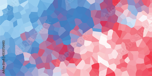 Abstract mosaic artwork showcasing a spectrum of colors blending cool blues and warm reds across a geometric pattern ideal for modern designs.