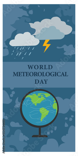 Varied Weather Illustration for World Meteorological Day with Sun and Storm Clouds-02