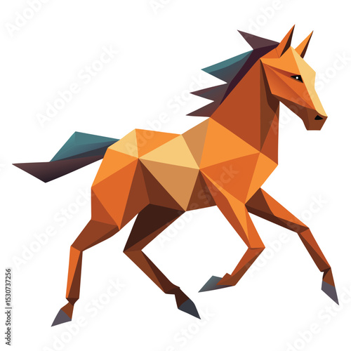 Low poly horse in motion