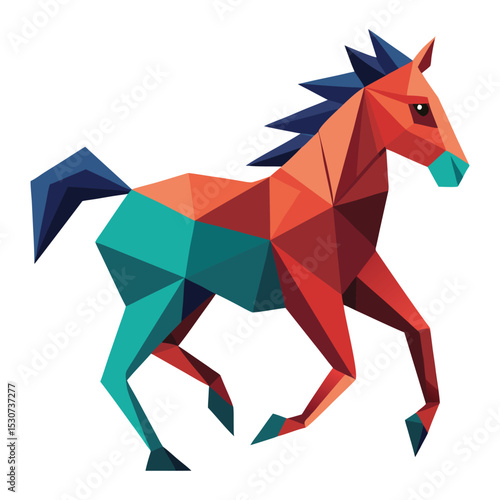 Low poly horse in motion