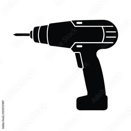 Electric drill equipment vector silhouette