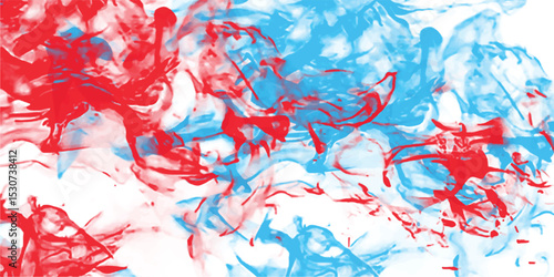 Abstract watercolor painting of red and blue blots on white background illustrating modern art concepts and fluidity