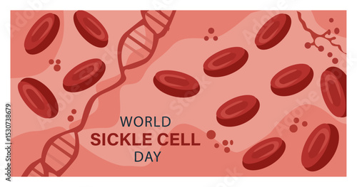 Visual World Sickle Cell Day Illustration with Blood Cells and DNA-01