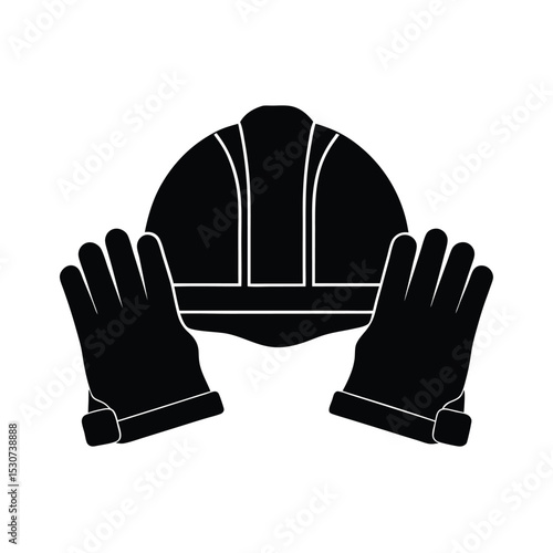 Hard hat and gloves vector silhouette