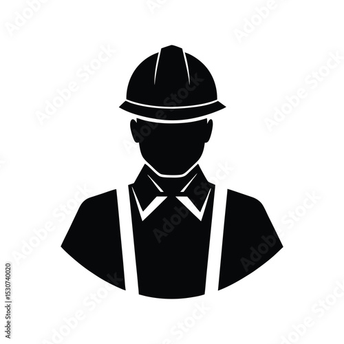 Construction worker male vector silhouette