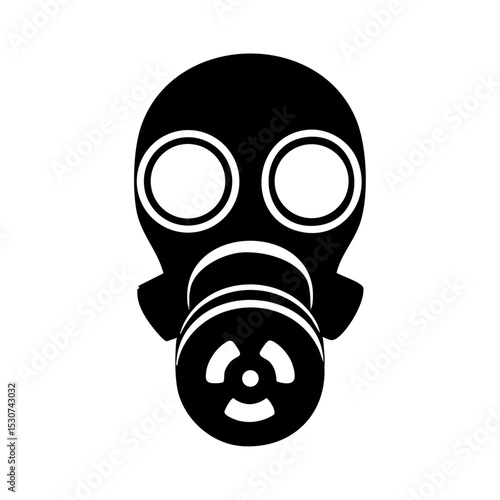 Bold black vector icon of a gas mask for safety and hazardous environment themes.

