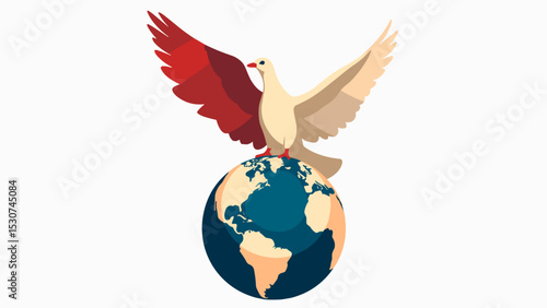 Peace dove in flight above globe, embodying hope and unity