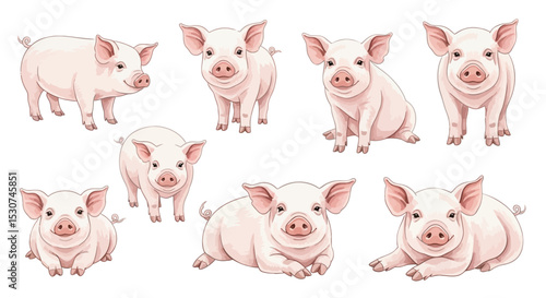 Adorable Piglets A Collection of Cute Pig Illustrations