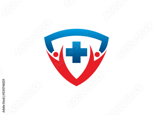 Free Download A modern and sleek logo showcasing a protective shield, symbolizing health, wellness, and medical support, rendered with a vibrant color palette and a minimalist aesthetic. - GFXLoad