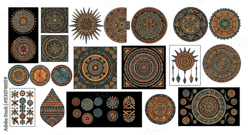Collection of Native American Inspired Geometric Mandala Designs