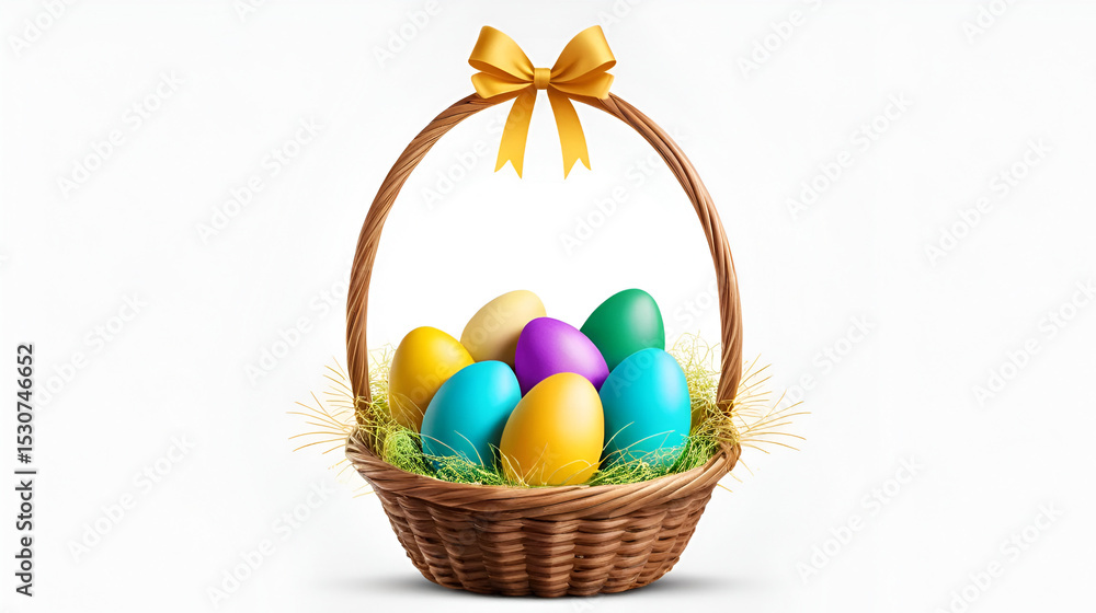 Naklejka premium PNG Easter eggs in basket food celebration chandelier.