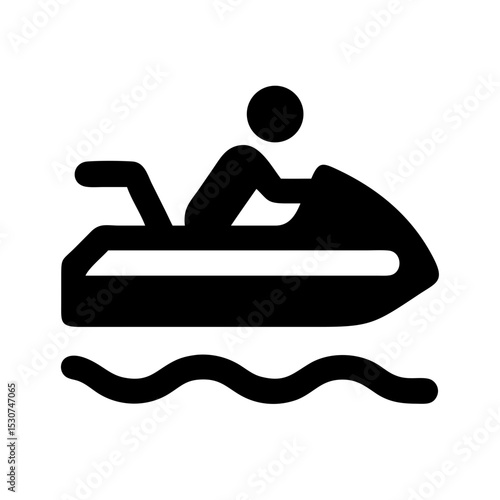 Jet Ski Person Icon – Modern Water Sport Symbol: Modern icon of a person riding a jet ski, representing adventure, excitement, and aquatic sports.