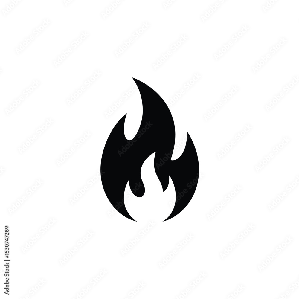 Black and White Depiction of Flames, Isolated on a Plain Background Black and White Depiction of Flames, Isolated on a Plain Background
