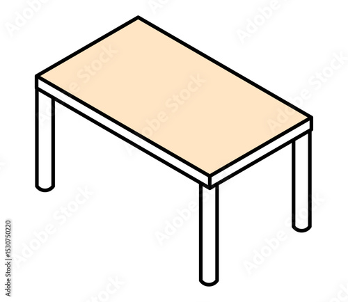 シンプルな机のアイソメイラスト　ベクター
