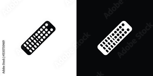 Inverted Black and White Remote Control Icon with Buttons, Electronic Device