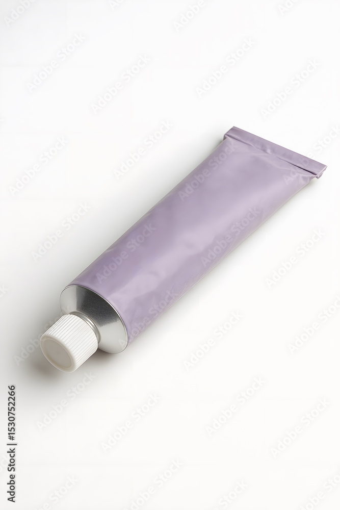 Purple aluminum tube packaging mockup on white background Purple aluminum tube packaging mockup on white background