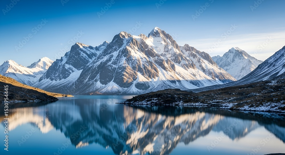 custom made wallpaper toronto digitalSnowy mountain range reflected in calm lake water