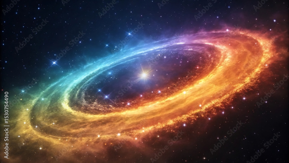 Fototapeta premium Vibrant cosmic nebula with glowing stars and celestial dust