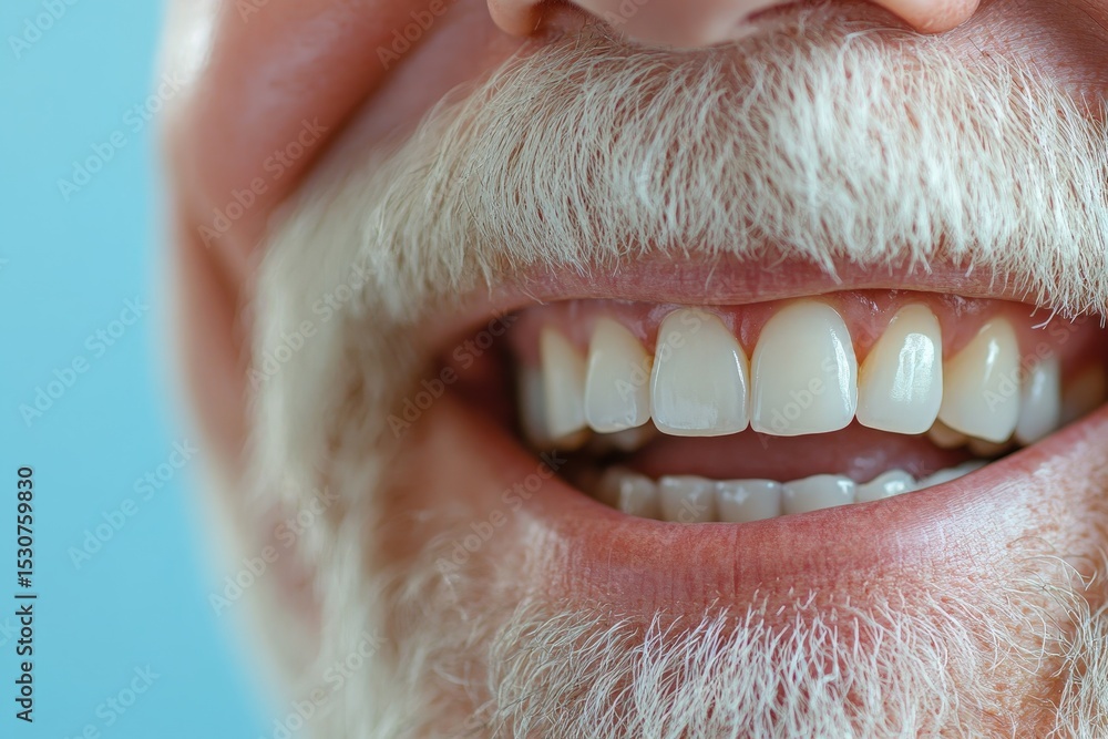 Obraz premium Close-up view of a smiling person's mouth and teeth.