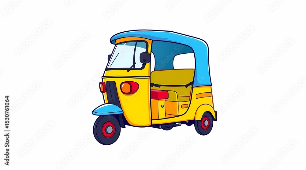 Obraz premium Vibrant Illustration of a Three-Wheeled Auto Rickshaw