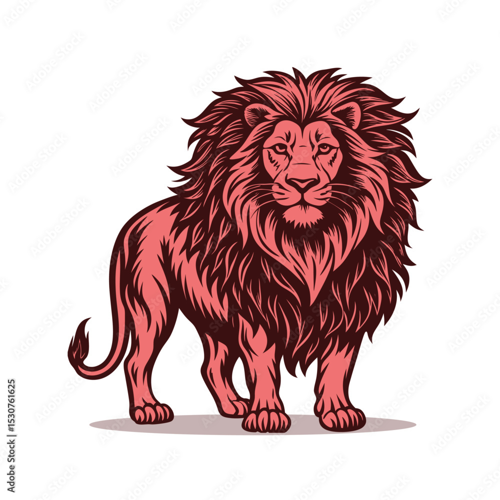 Fototapeta premium Majestic Lion Illustration for a Retro Themed Emblem Vector illustration