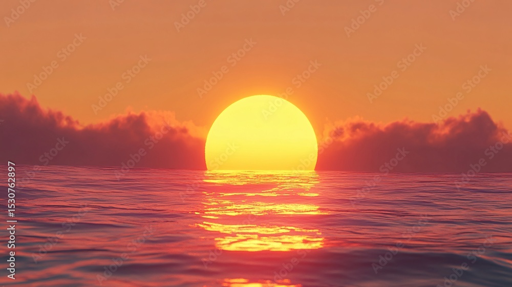 Golden Horizon: The sun, a radiant orb, descends towards the tranquil sea, painting the sky with fiery hues, capturing a moment of breathtaking serenity. Golden Horizon: The sun, a radiant orb, descends towards the tranquil sea, painting the sky with fiery hues, capturing a moment of breathtaking serenity.