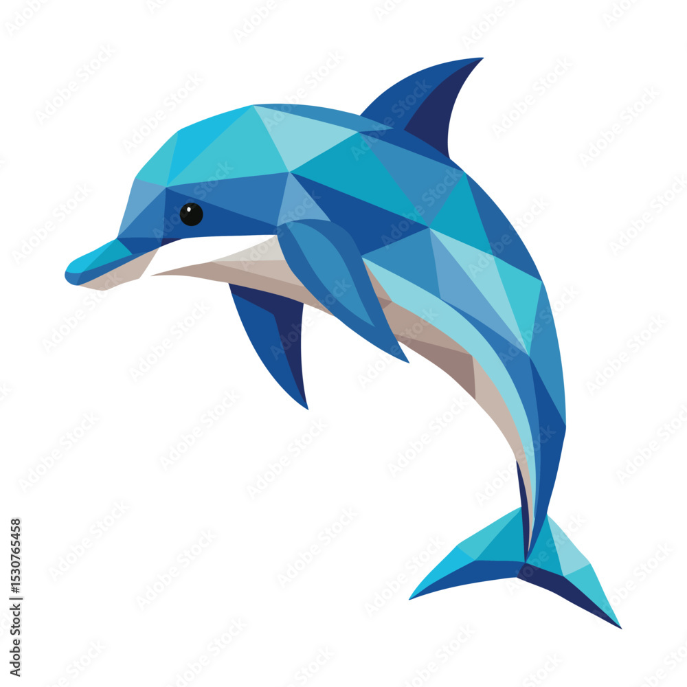 Obraz premium Polygonal dolphin jumping