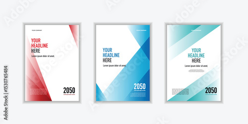 Modern folding ribbon theme book cover template in gradient color. A4 size book cover template for annual report, magazine, booklet, proposal, portfolio, brochure, poster
