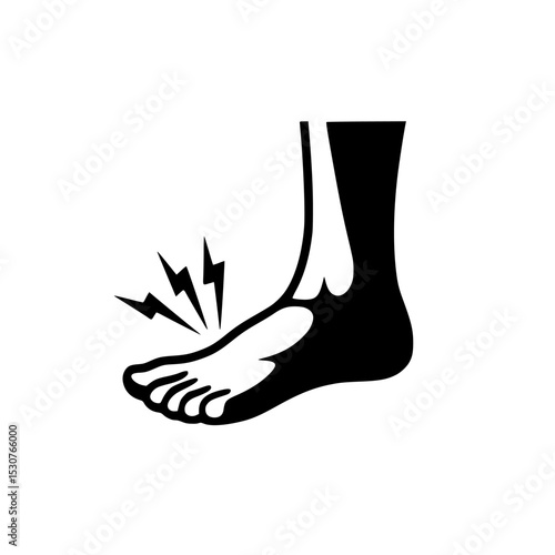 Foot pain illustration showing discomfort in the foot area on white background , no background
