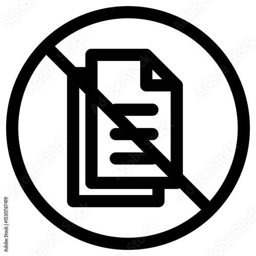 No copy Document Icon With Slash Symbolizing Restriction or Prohibition Concept