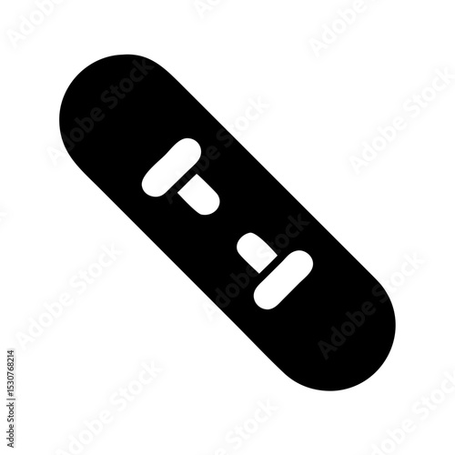 Wakeboard with Bindings – Water Sports Vector:
Minimalist black and white icon of a wakeboard with visible bindings, suitable for water sports branding, infographics, or digital product design.