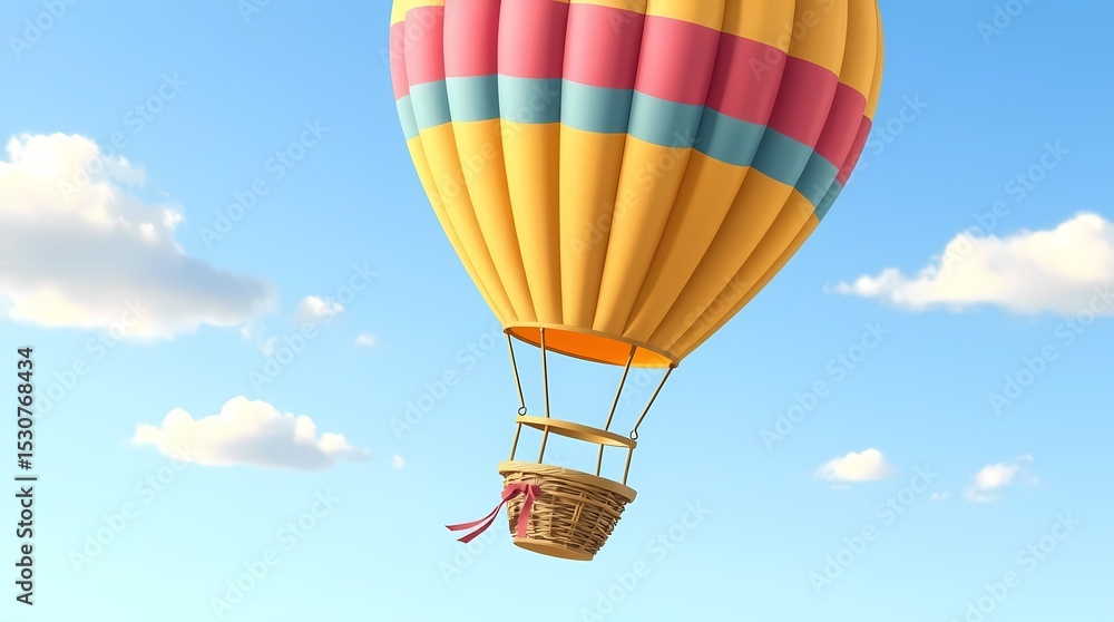 Fototapeta premium Colorful Hot Air Balloon Soaring Through a Sunny Sky