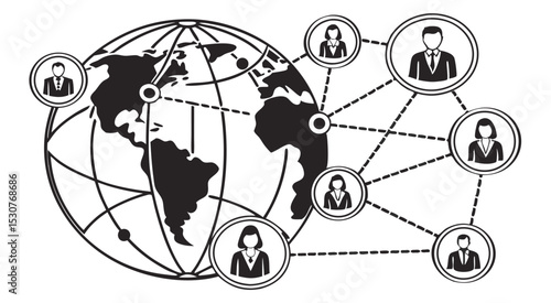 Global Network of Business Professionals Vector Illustration