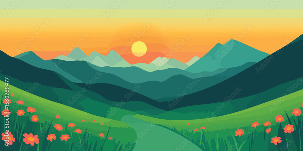 Obraz premium Sunrise Over a Mountain Range