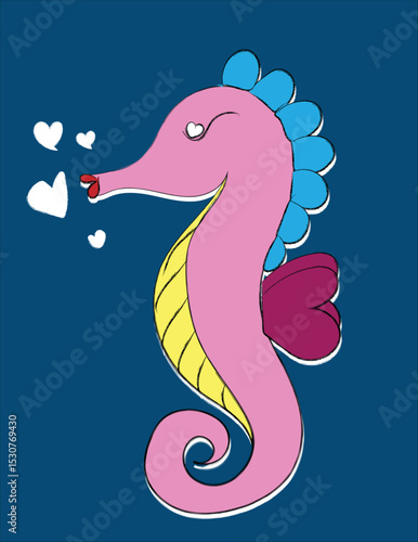 sea horse cartoon. a seahorse, a fascinating marine creature known for its unique appearance and behaviors. 