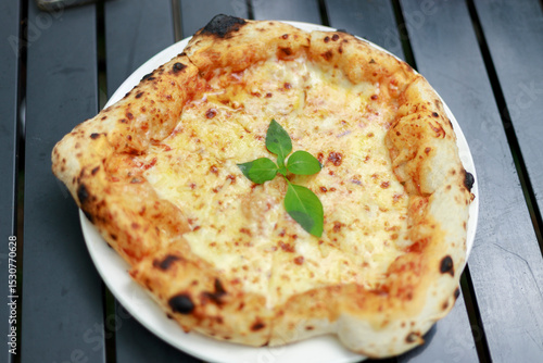 pizza on a wooden board