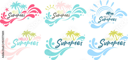 Set of dark logos for a T-shirt, packaging, for stamps. Vector illustration. EPS 10. Flat design