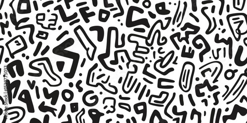 Abstract black and white pattern of organic shapes