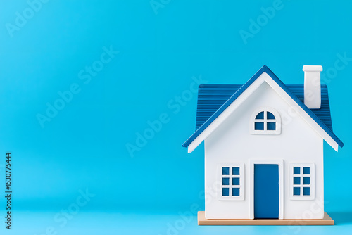 Wallpaper Mural Minimalist House Model on Blue Background. Residential, real estate.  Torontodigital.ca