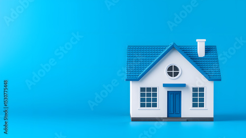 Wallpaper Mural Residential, real estate. Minimalist House Model on Blue Background.  Torontodigital.ca