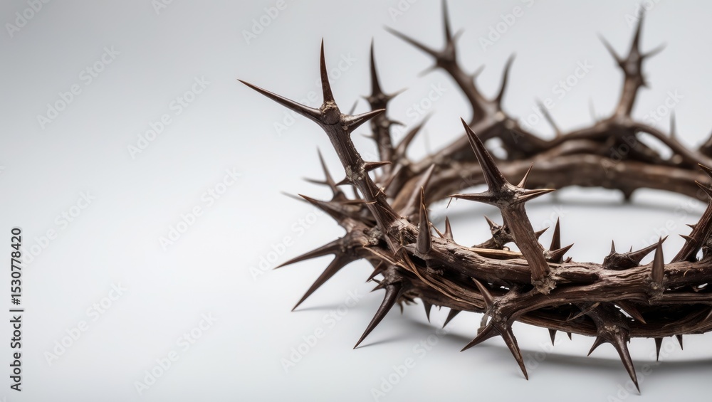 Fototapeta premium Close-up photograph of isolated crown thorn on a white background.