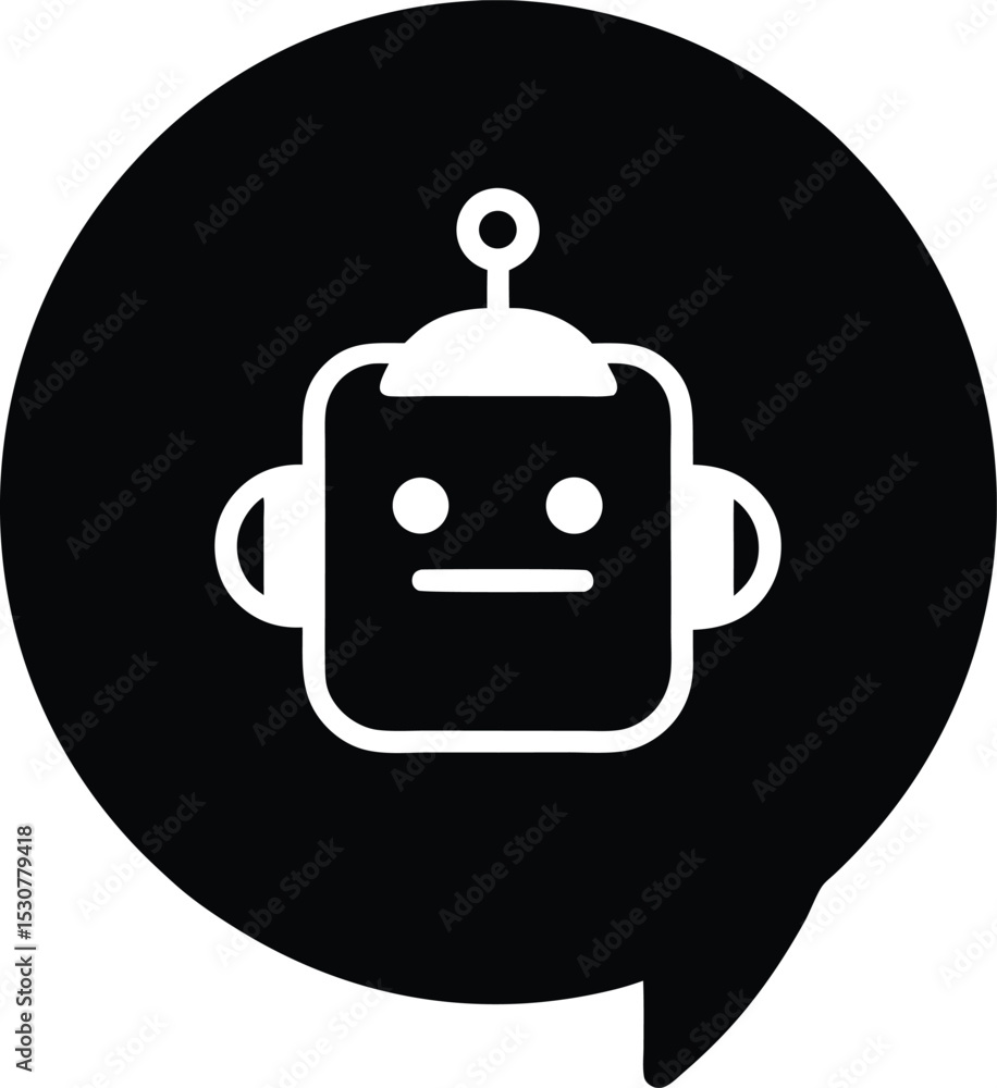 Widget Style Chatbot Icon in Floating Bubble Vector Silhouette illustration Widget Style Chatbot Icon in Floating Bubble Vector Silhouette illustration
