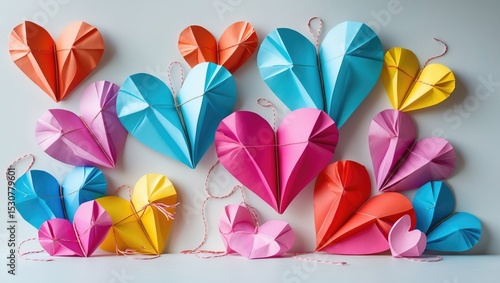 Bright paper hearts are being sold online as gifts. Love is in the air. Frame