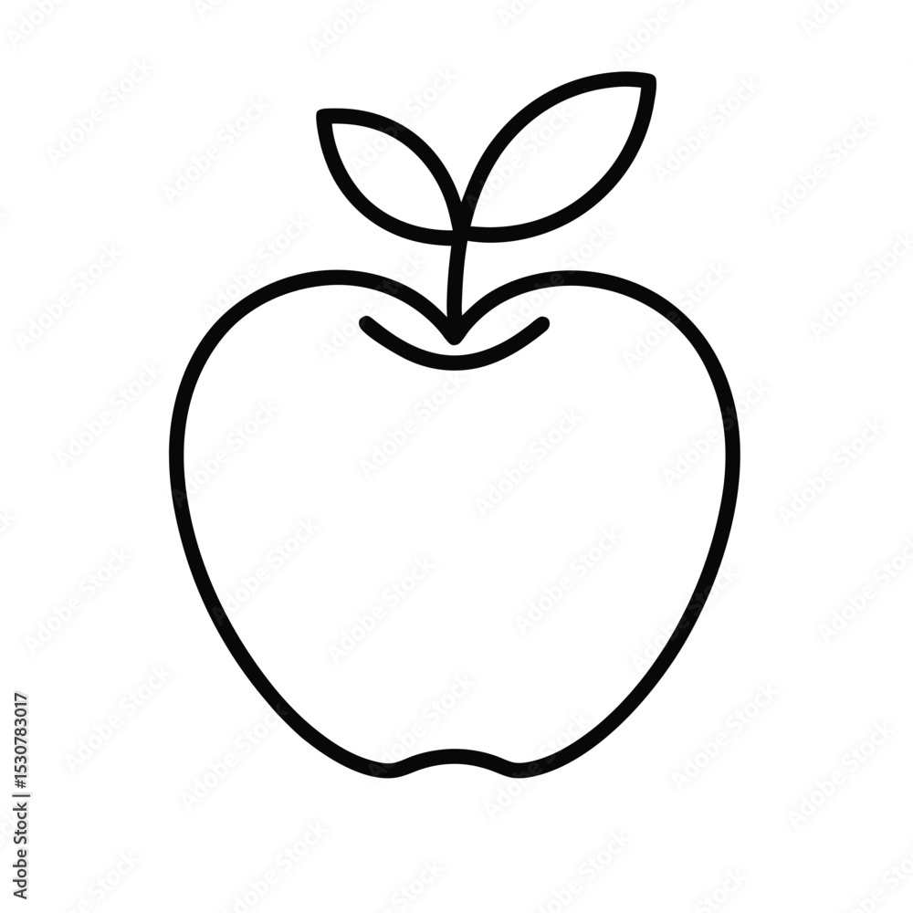 Fototapeta premium Minimal Apple Outline Icon Vector, Scalable and Editable