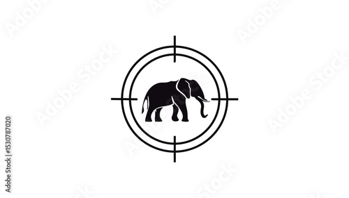 Elefant in Crosshair Icon – Hunting Target, Scope, Wildlife Focus Symbol