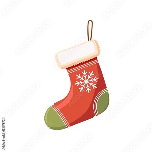 Christmas Stocking with Snowflake Icon Vector Illustration