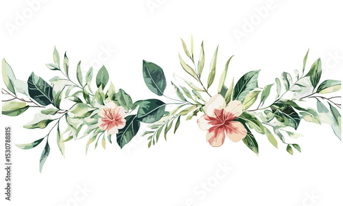 Golden greenery floral border, botanical art design, wedding and birthday invitation, summer holiday background, natural foliage elements, elegant garden theme, vector illustration.