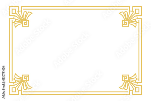 Elegant golden art deco border design for invitations or decoration in minimalist style