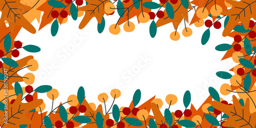 Autumn leaves Template for Seasonal Holidays Thematic Text Rectangular Frame border Copy space fond